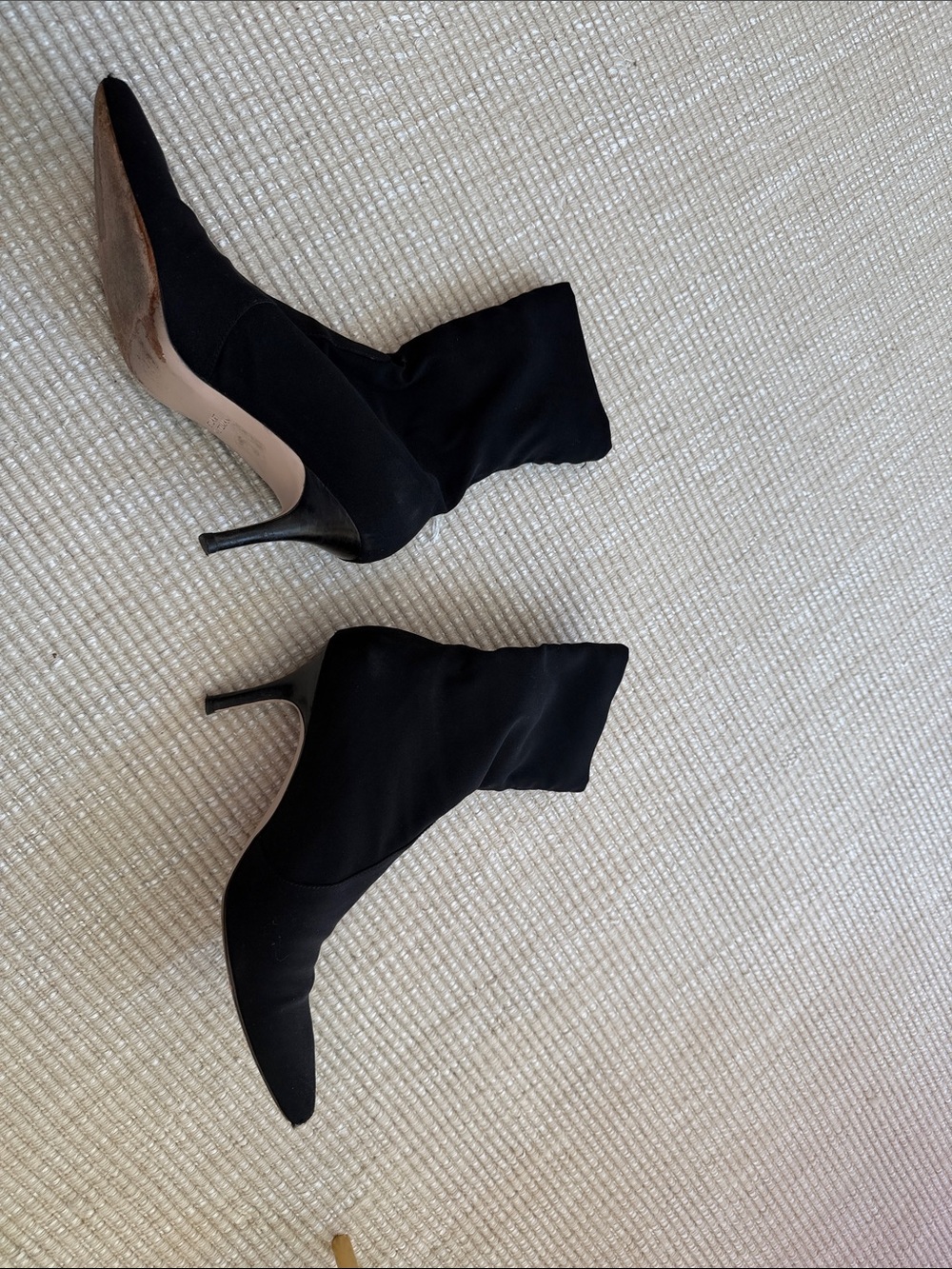 Stuart Weitzman Black Stretch Sock Booties with Stiletto Heel